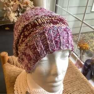 Elegant Knit Beanie in Pink and Purple